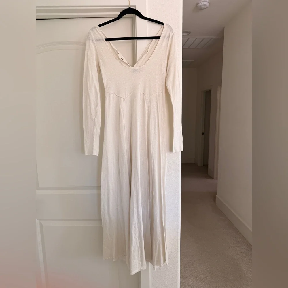 Free People Daybreak Maxi Cream Long Sleeve Size S - Picture 5 of 8